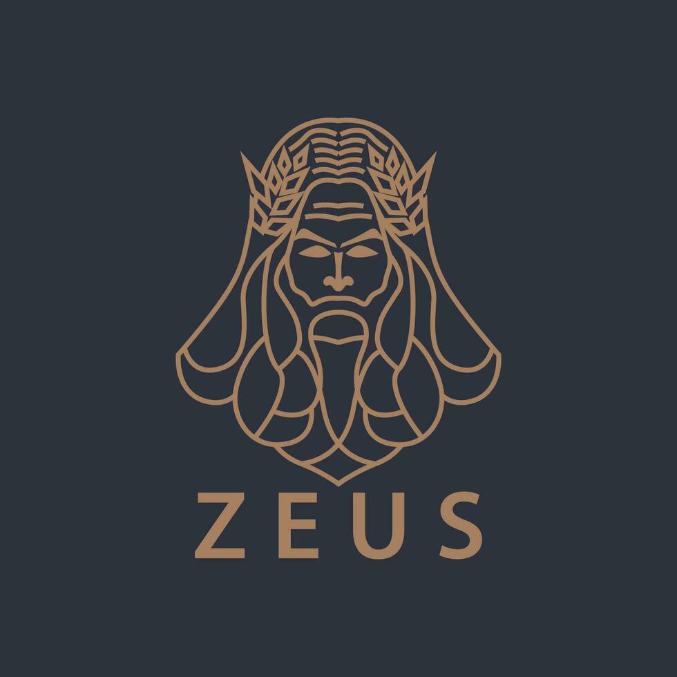 Zeus Head line art Logo Vector. Vector illustration.