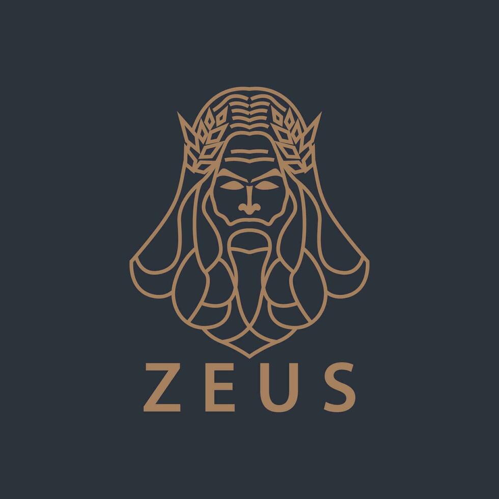Zeus Head line art Logo Vector. Vector illustration.