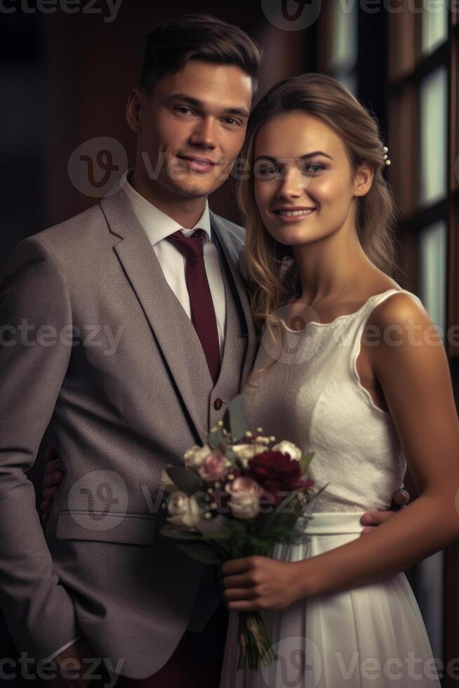 Photo portrait of a couple on wedding day