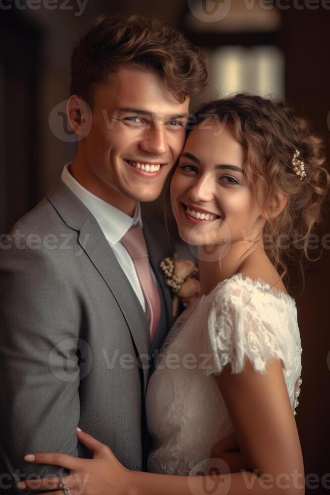 Photo portrait of a couple on wedding day