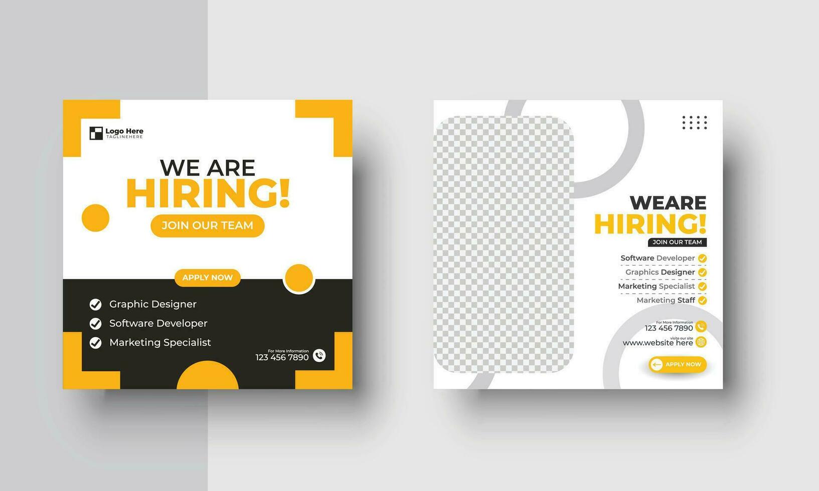 Poster for we are hiring. employees needed. Job recruitment design for companies or agency. good template for advertising on social media vector