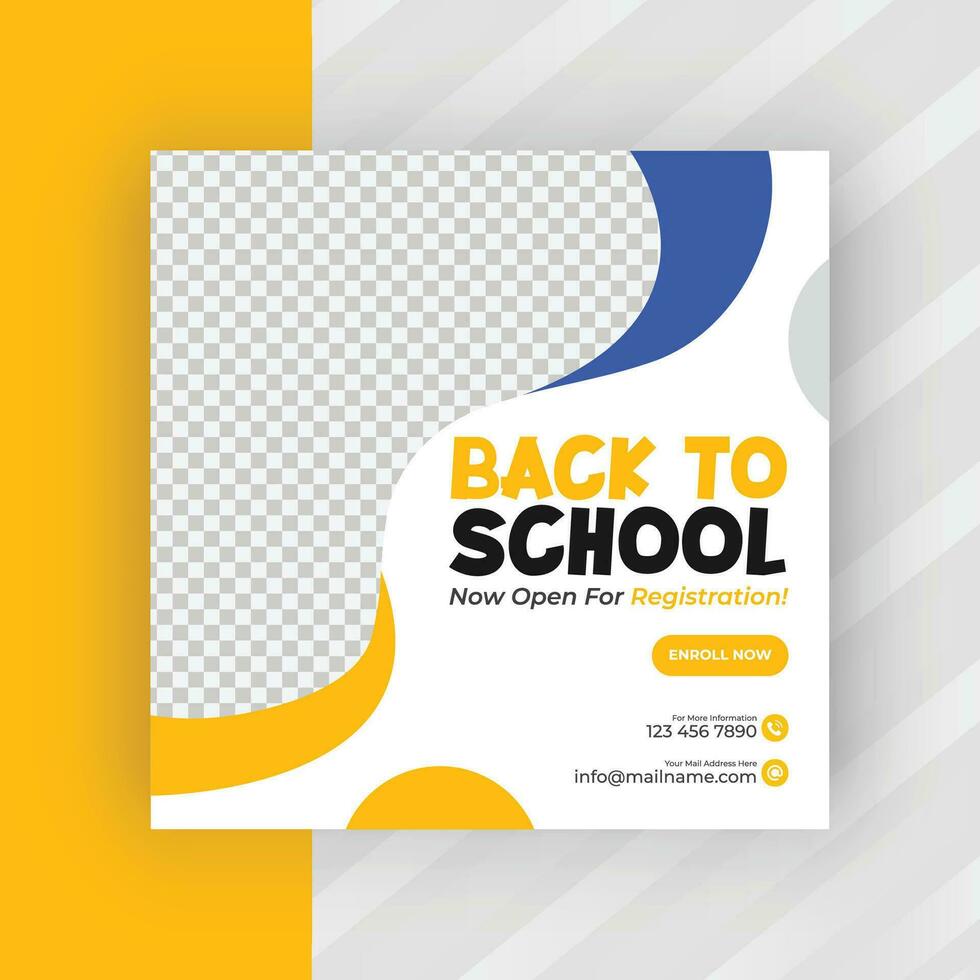 School admission social media post banner design. Back-to-school social media post banner design set. minimalist Back to school admission promotion banner. Back to school banner design ad vector