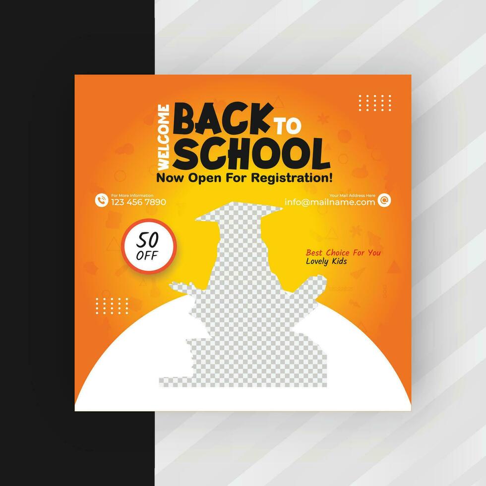 School admission social media post banner design. Back-to-school social media post banner design set. minimalist Back to school admission promotion banner. Back to school banner design ad vector