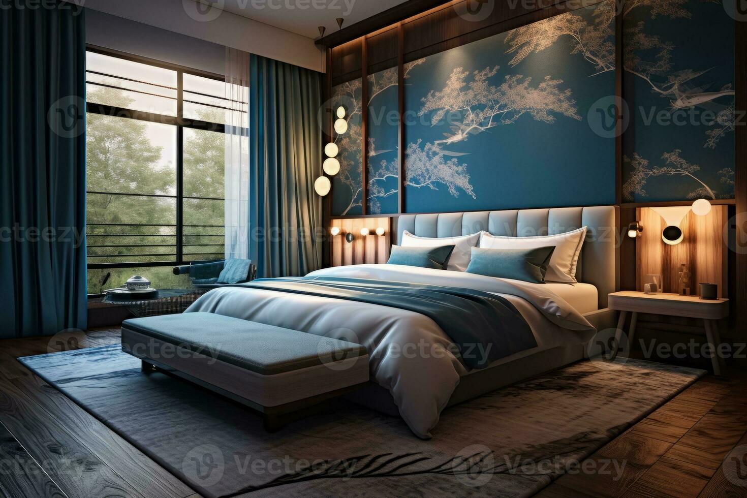 Ai Generative Photo of a elegant and modern bedroom