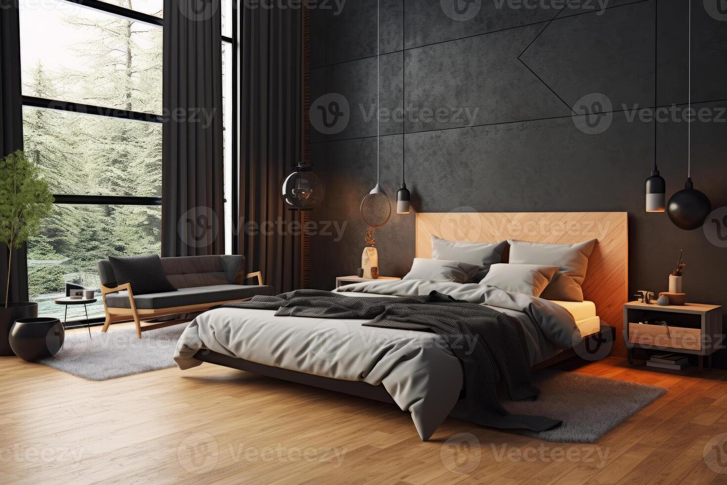Photo of a elegant and modern bedroom