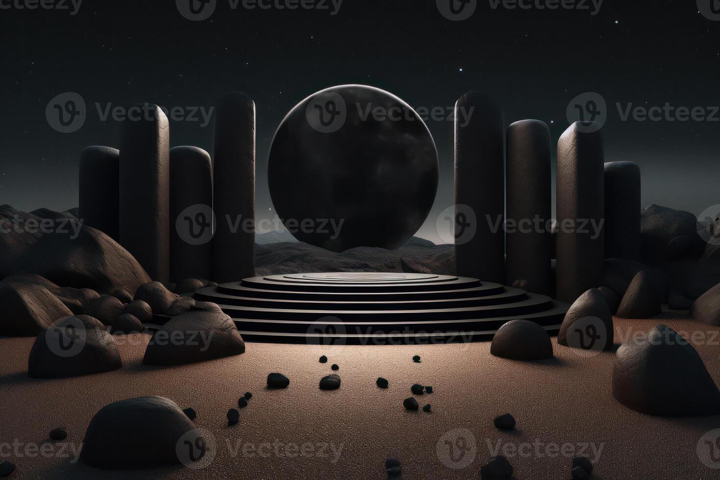 Photo of a podium in space for product presentation