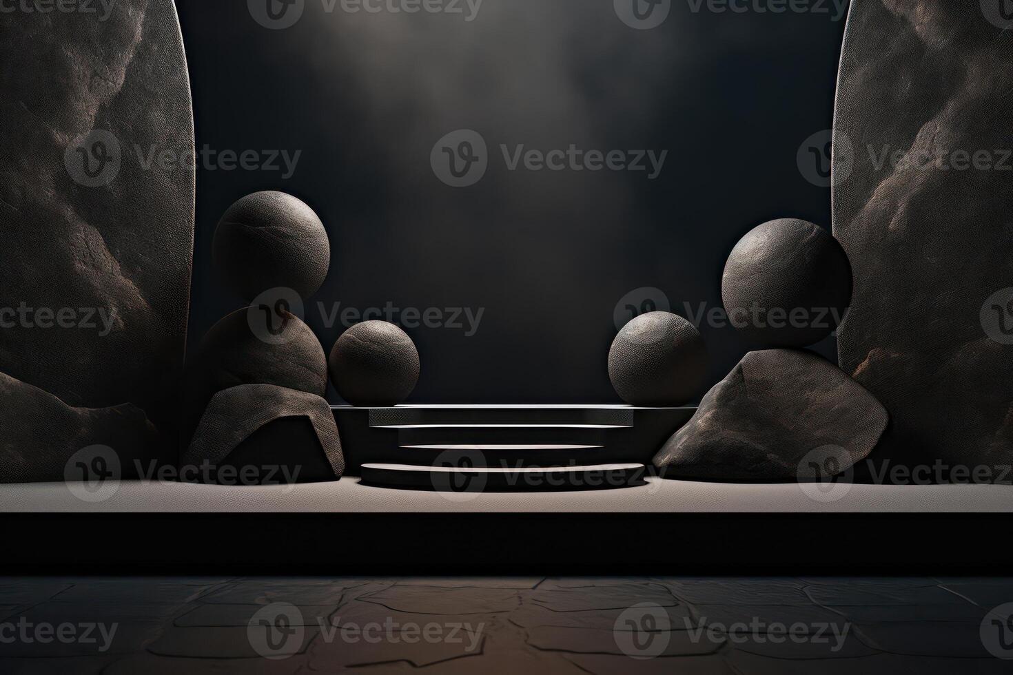 Photo of a podium in space for product presentation