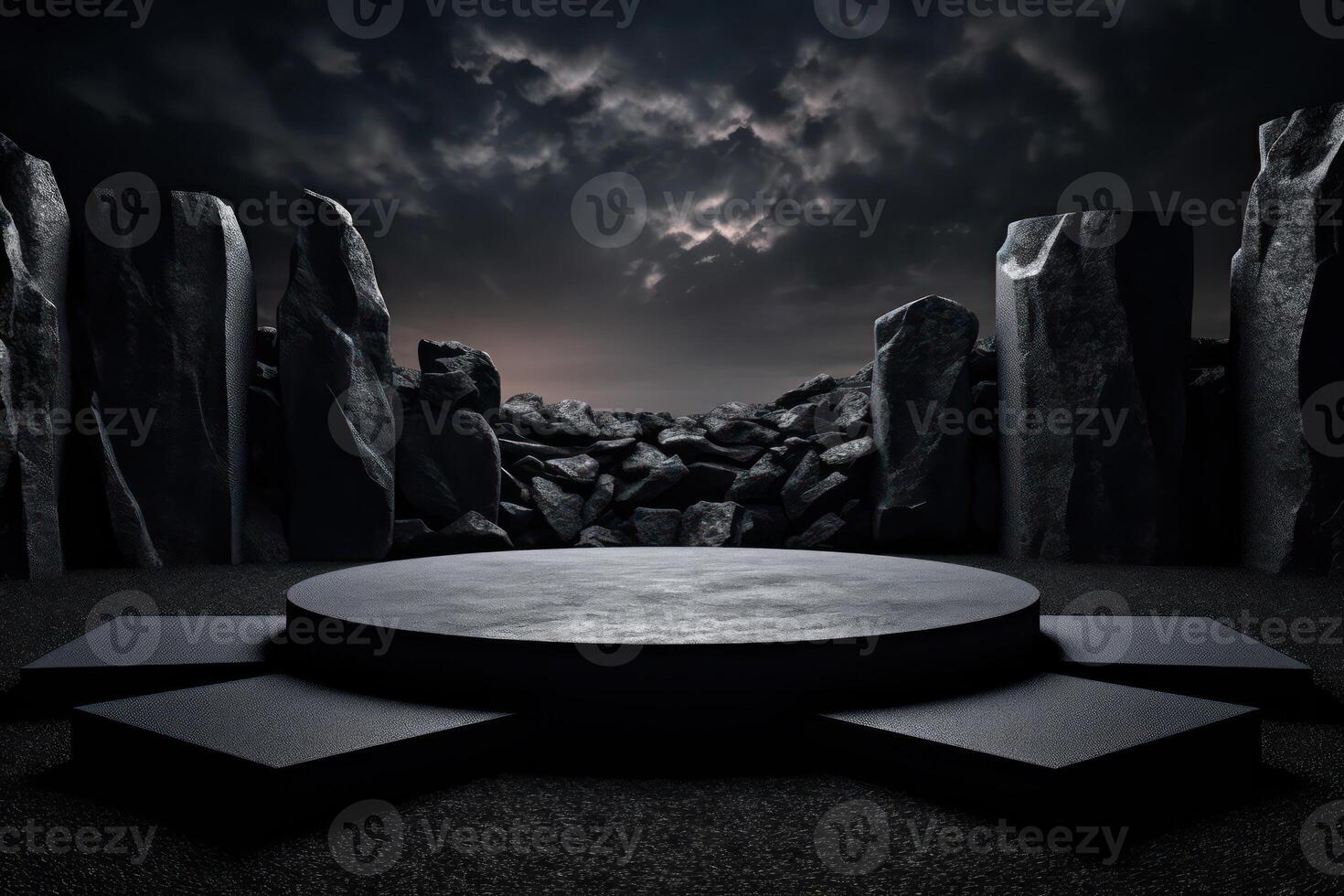 Photo of a podium in space for product presentation