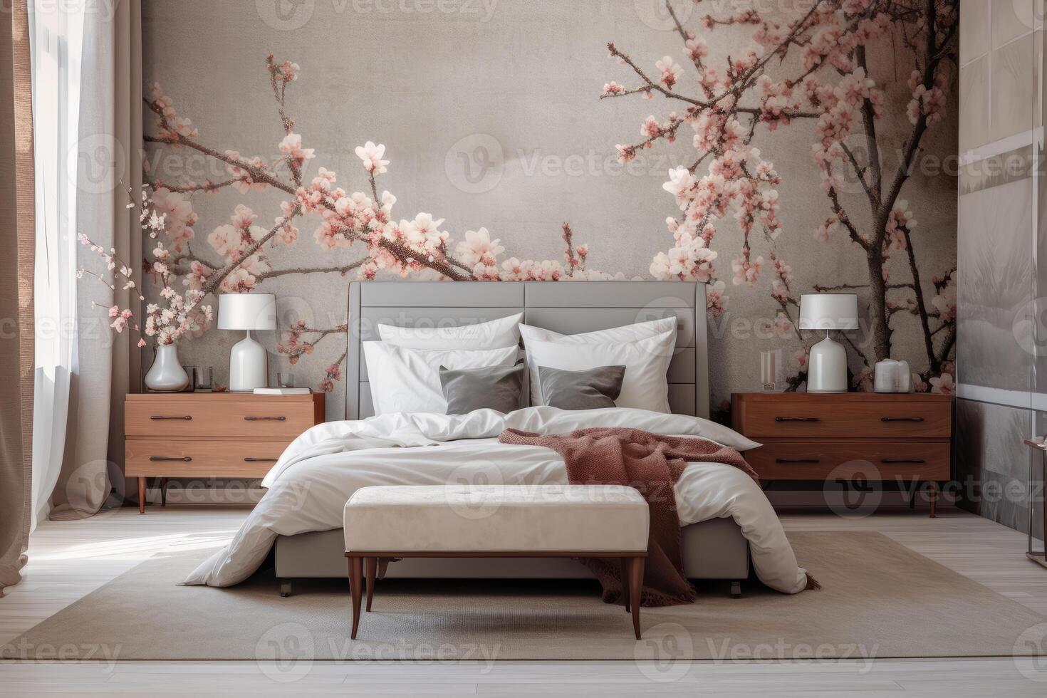 Ai Generative  Photo of a elegant and modern bedroom