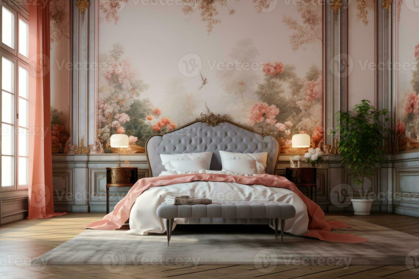 Ai Generative  Photo of a elegant and modern bedroom
