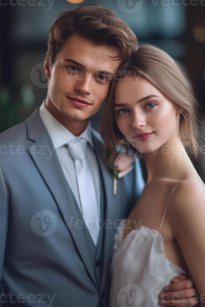 ai generativo foto retrato de un Pareja en Boda día