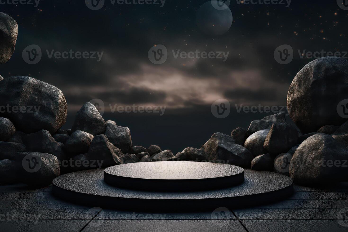 Photo of a podium in space for product presentation