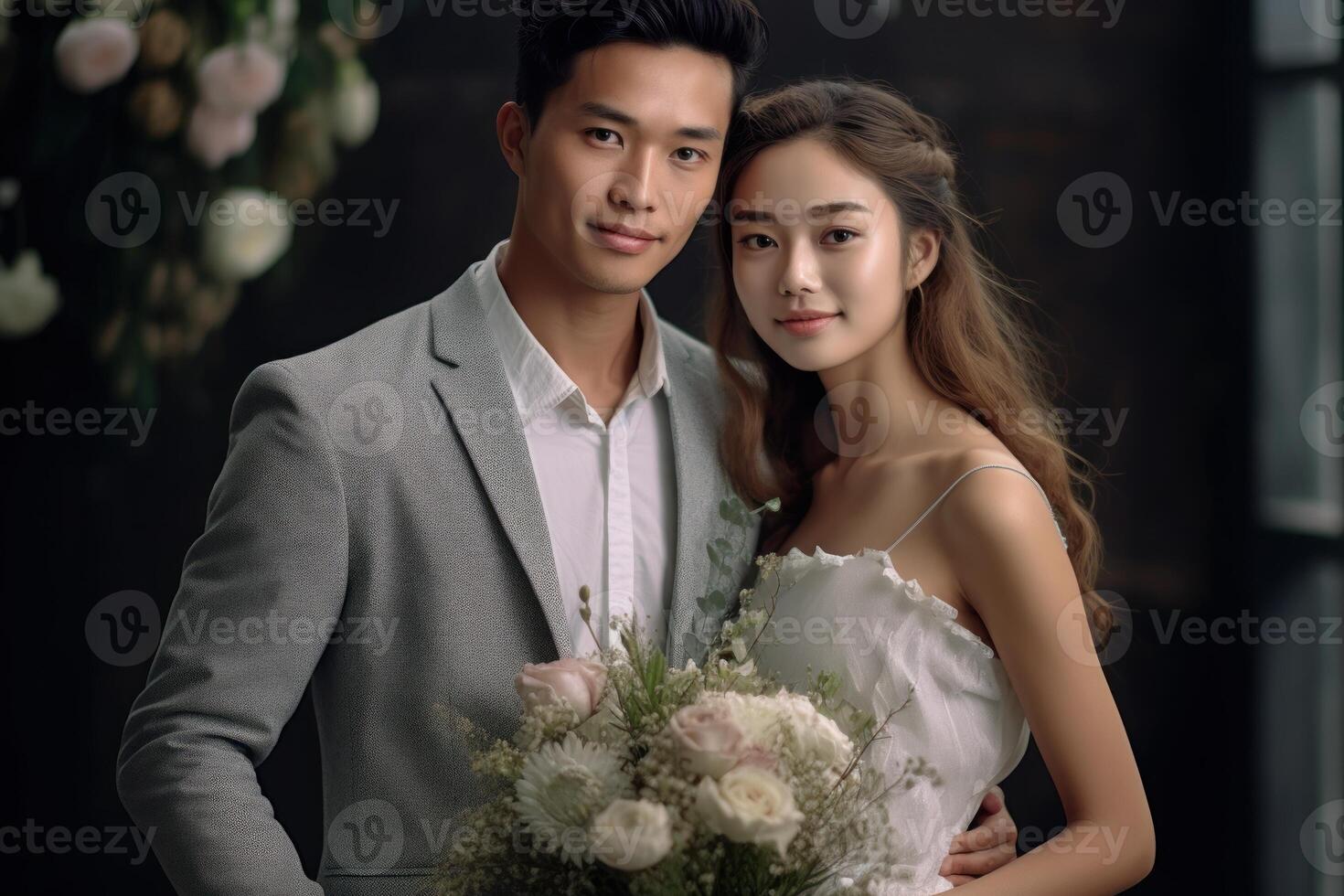 Photo portrait of a couple on wedding day