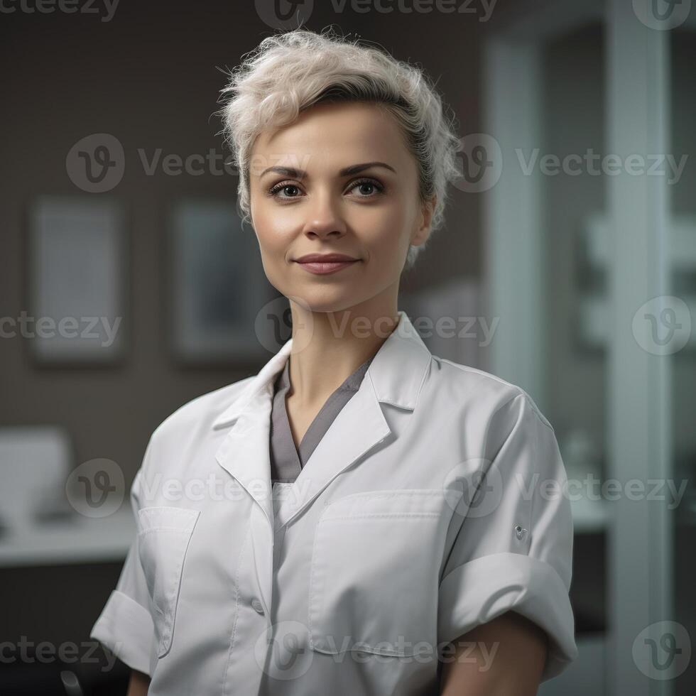 Portrait of smiling female nurse photo