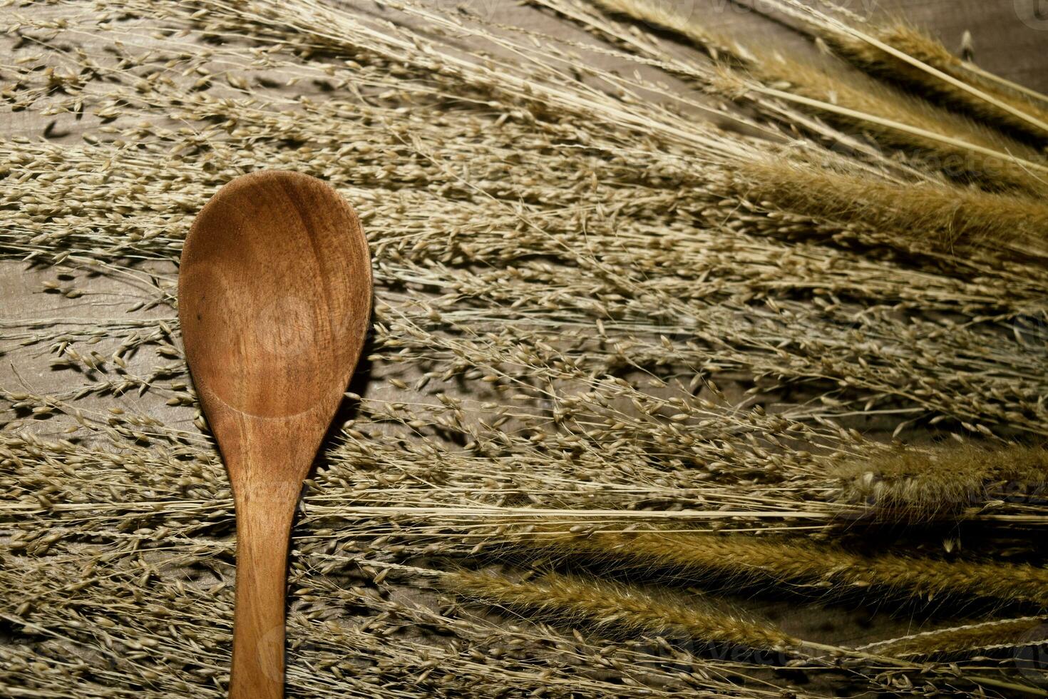 wooden spoon on dry reeds. perfect for traditional campaign banner photo