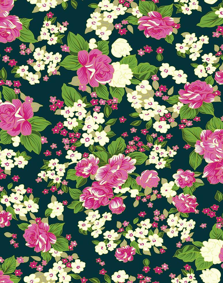 Lovely print for decoration of textiles and design. Flower background. Art drawing for surface. Tenderness decor. vector