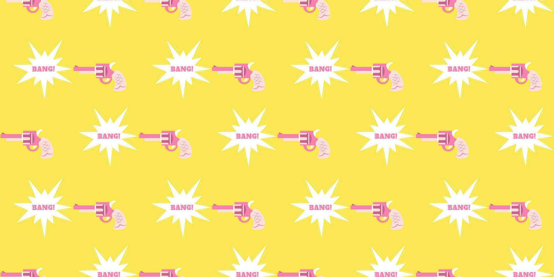 Seamless Pattern Gunshot Bang Bang Background in Wild West Style vector