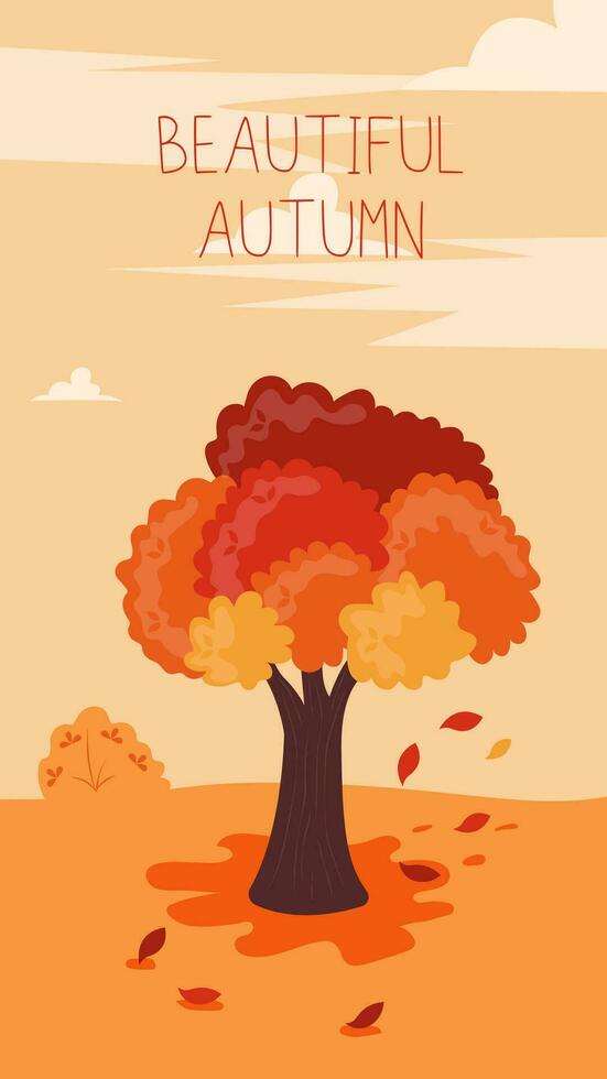 Autumn Landscape Vertical Template Background Park and Autumn Trees vector