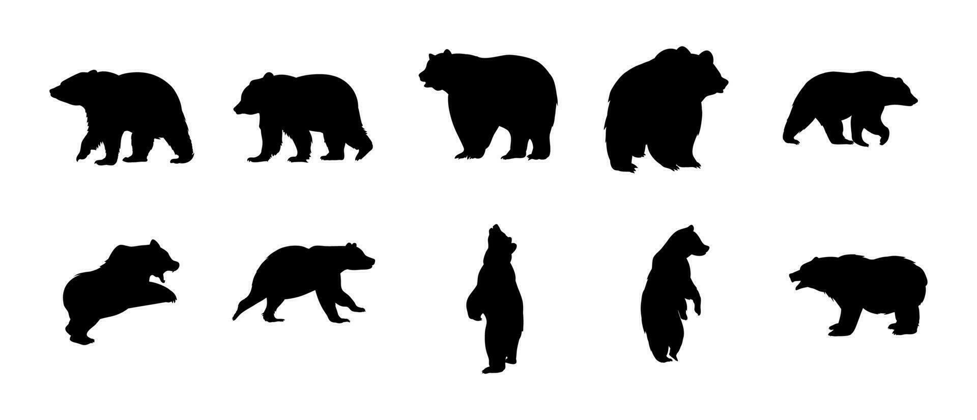 Bear Silhouette Wildlife Vector Set