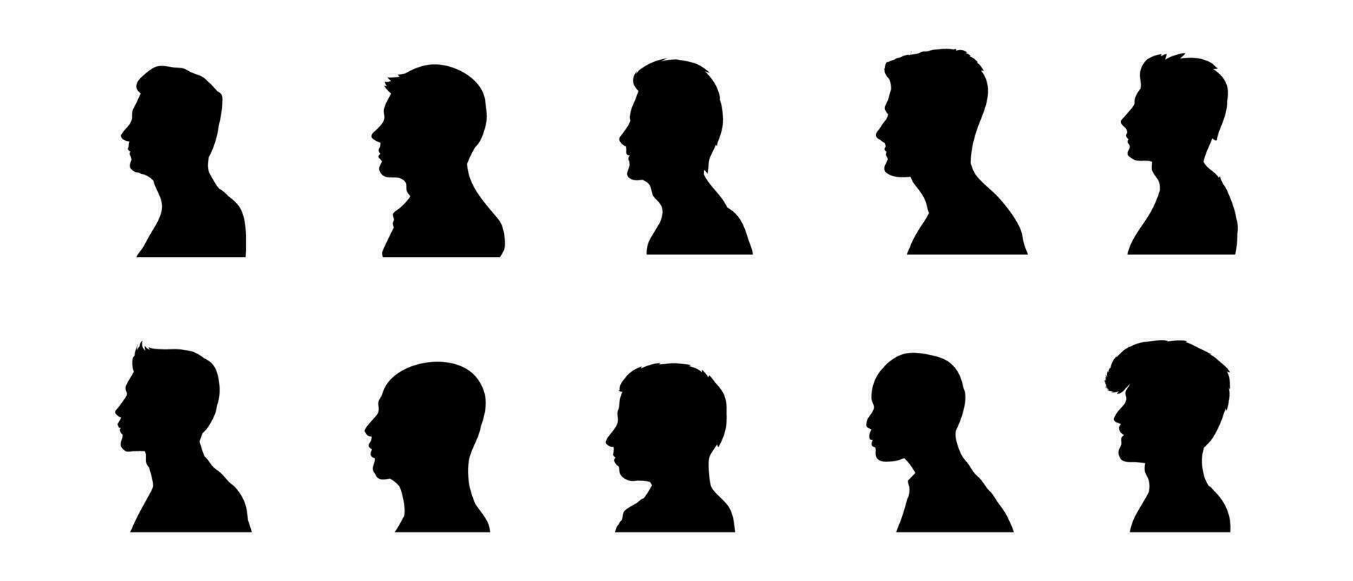 Man Head Silhouette Illustration Vector Set