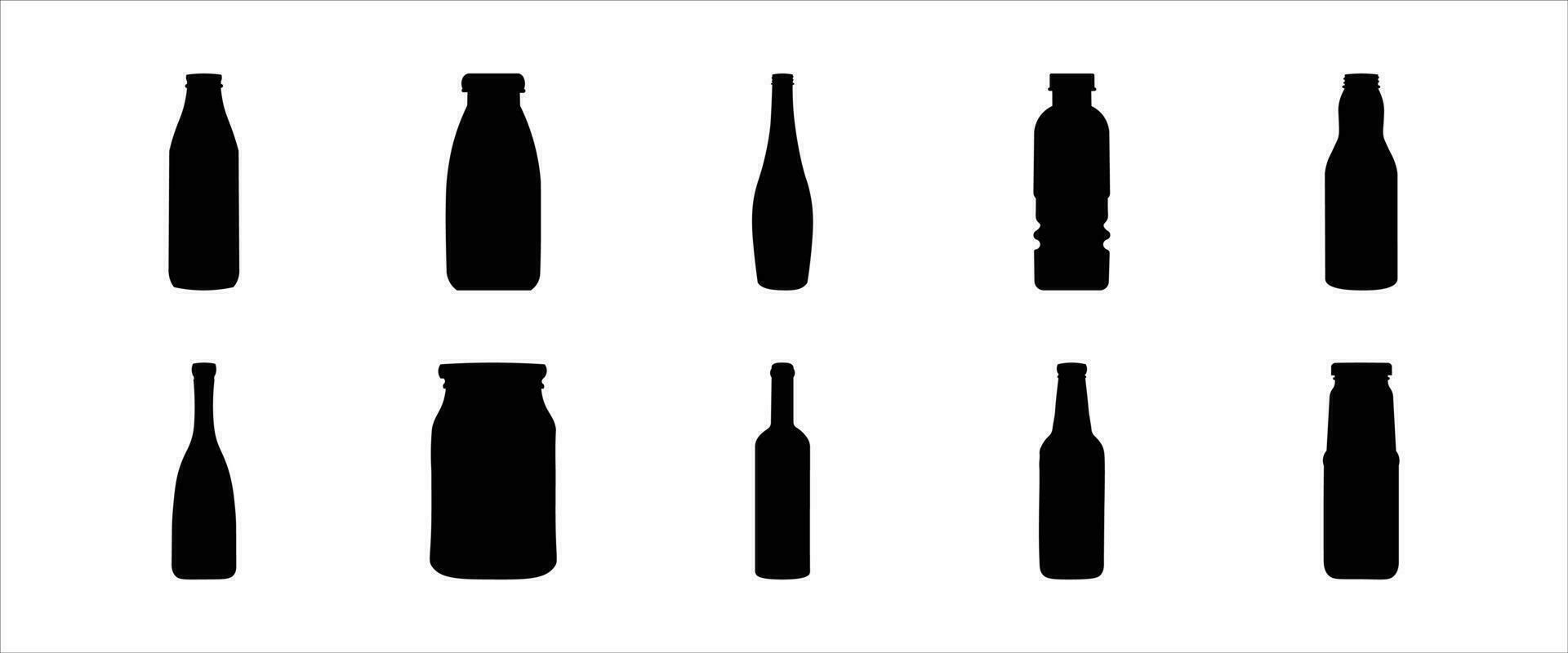 Bottle Silhouette Illustration Vector Set