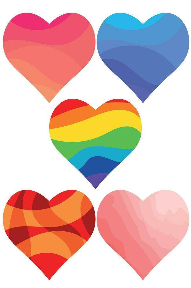 Ornamental colorful hearts for saint valentinas day in vector.  For printing badges, labels and greetings card vector