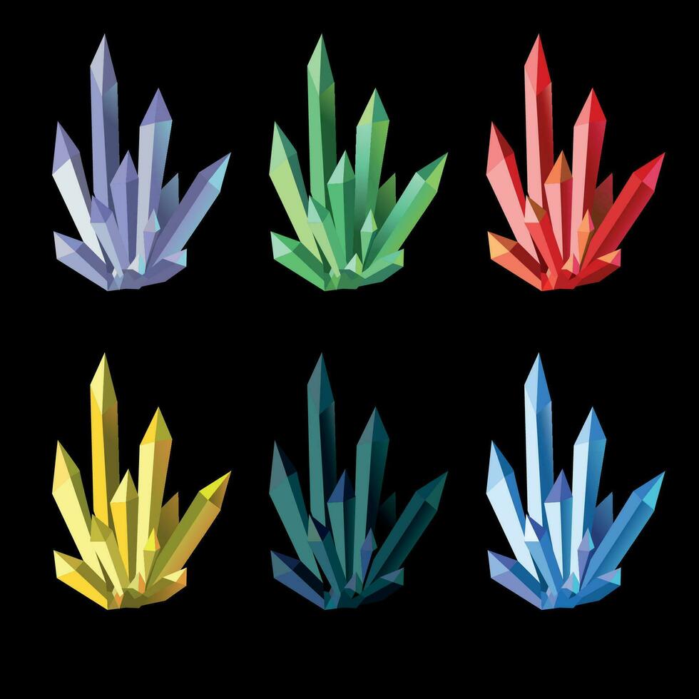 Set of crystals in vector. High quality gemstones vector