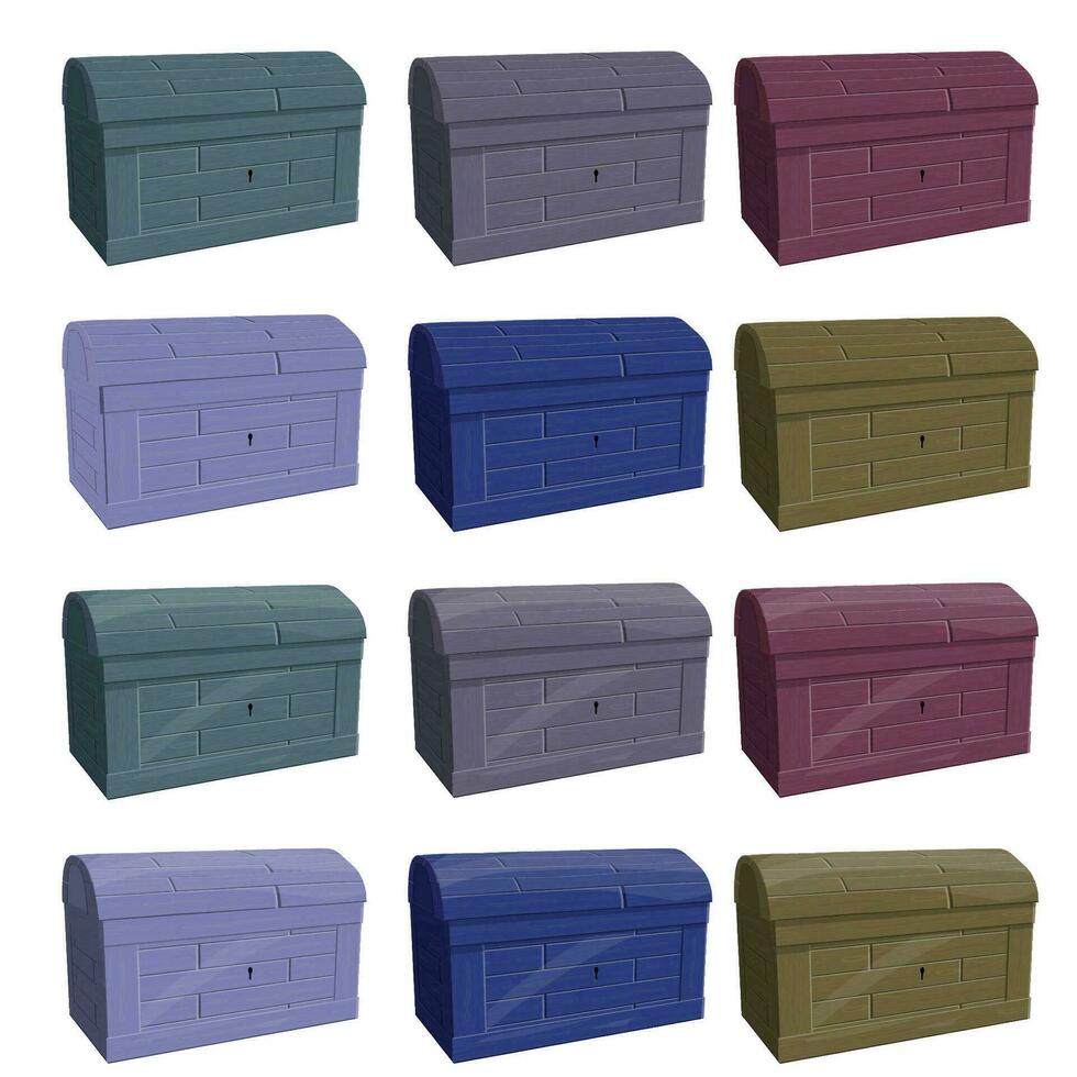 Realistic wooden treasure chest for games in vector high quality. Isolated on transparent background