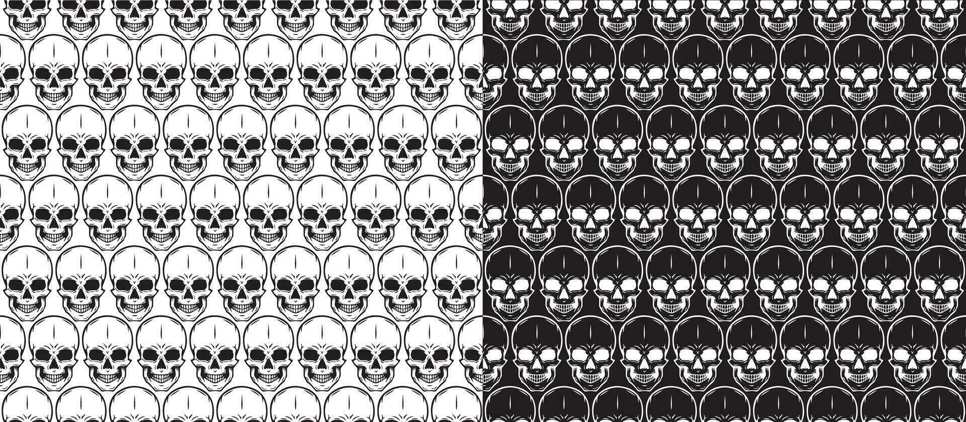 Seamless pattern skulls in vector. Black and white. For printing on packages and others vector