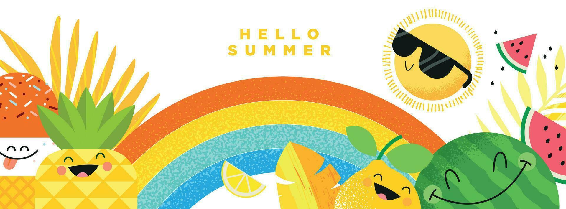 Hello Summer. Vector illustration concept for website design, background, social media banner, travel and holiday ads, sale promotion, poster, marketing material, summer card, party invitation.