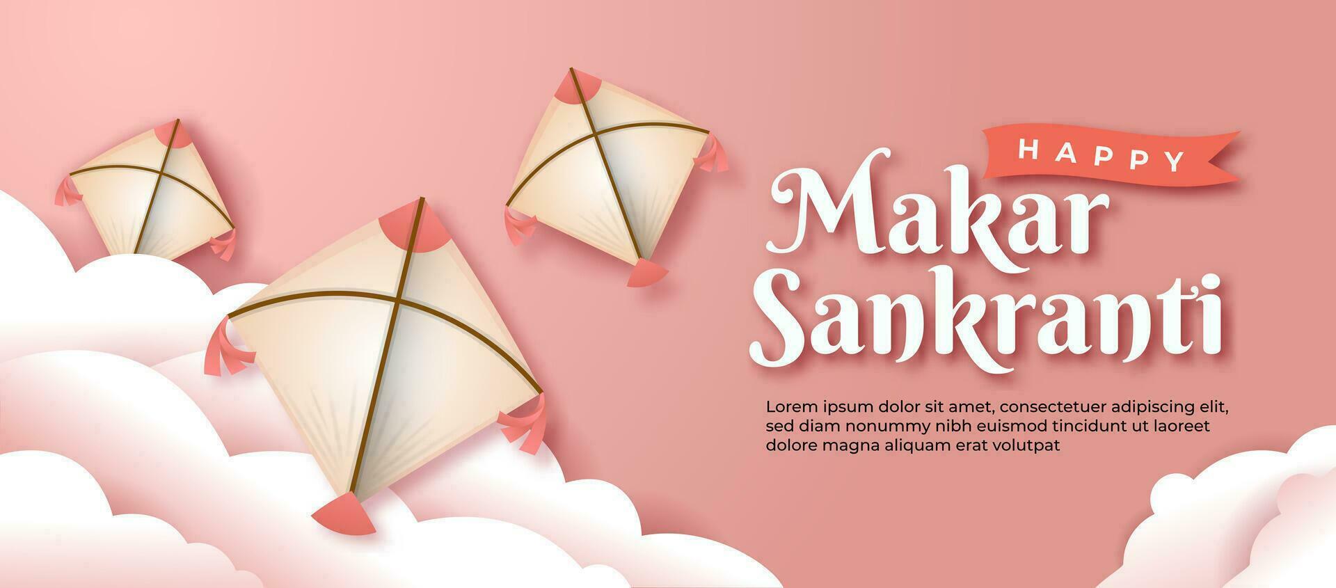 Happy Makar Sankranti with kite decoration vector