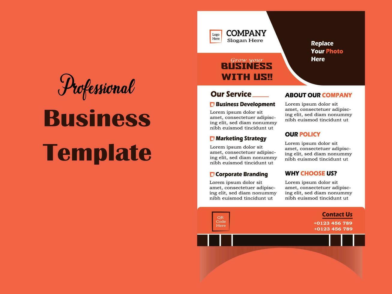 Business Template, Corporate Flyer, A4 Flyer Design vector