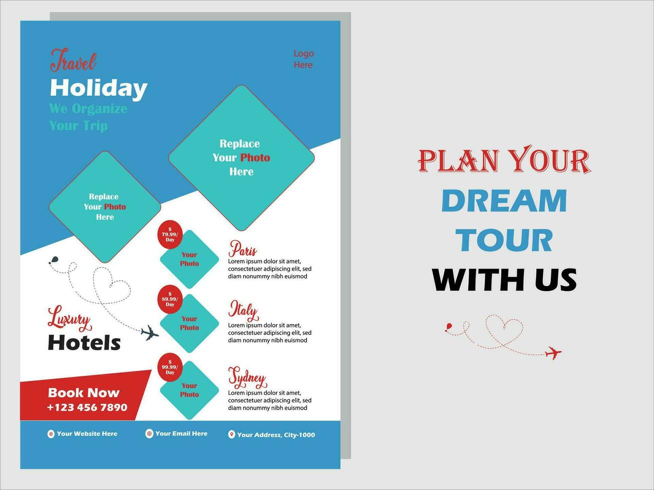 Travel Poster, Corporate Flyer, Professional Flyer, Business Template vector