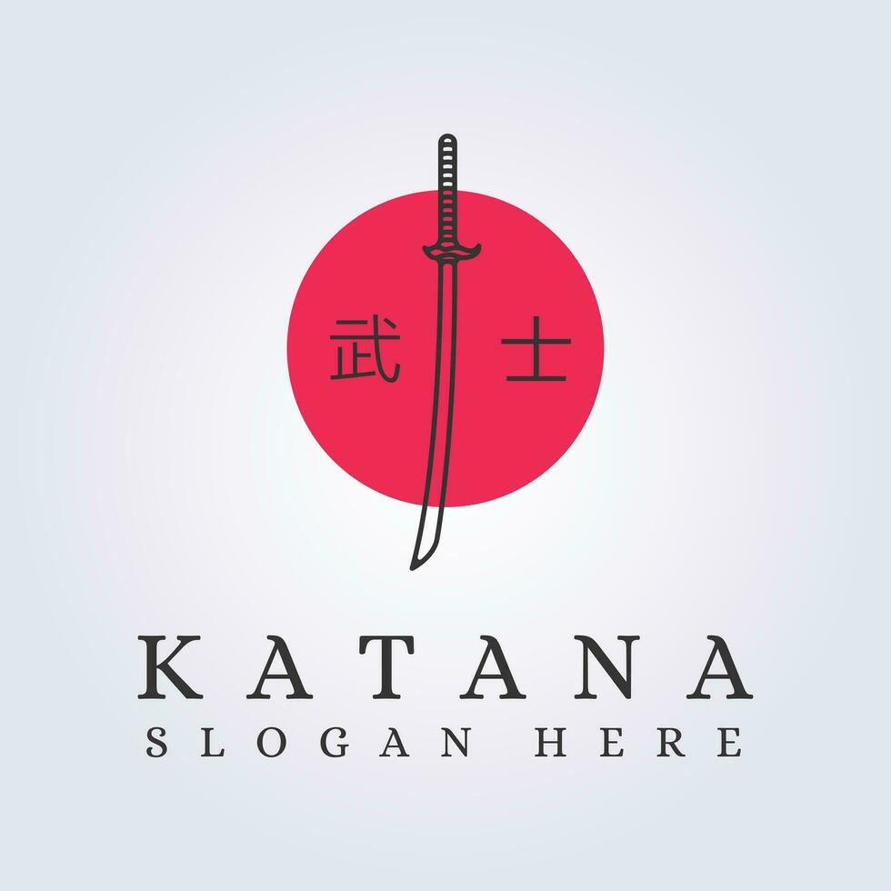 samurai katana espada y Dom antecedentes logo vector etiqueta símbolo diseño