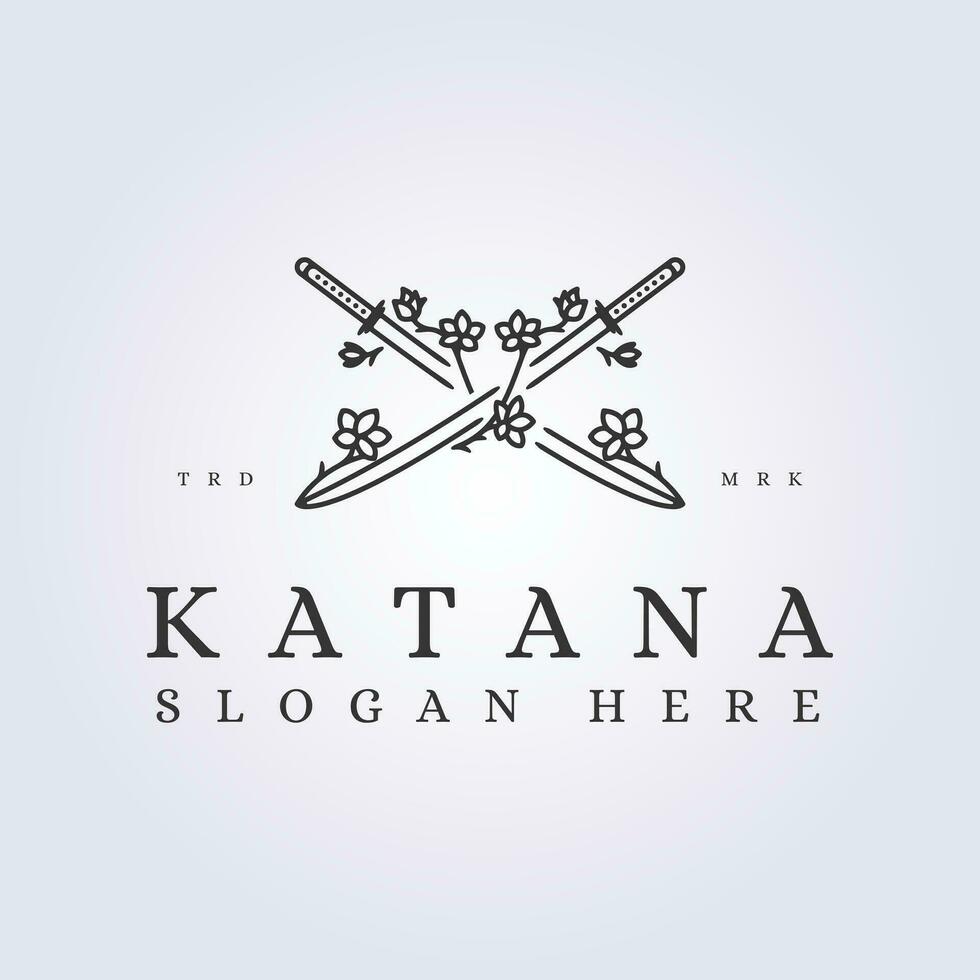 abstract katana sword with flower samurai logo vector illustration symbol icon template design
