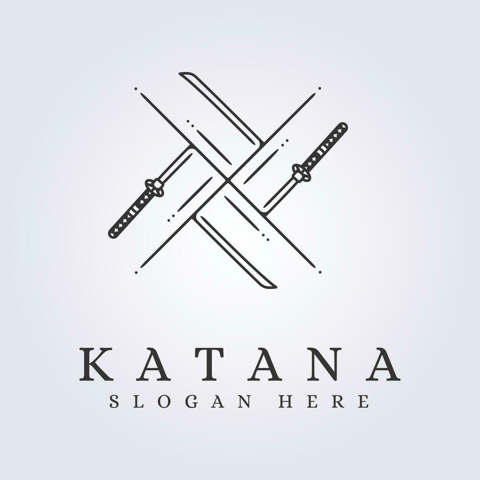 abstract cross katana sword samurai logo sign icon label symbol vector illustration template design