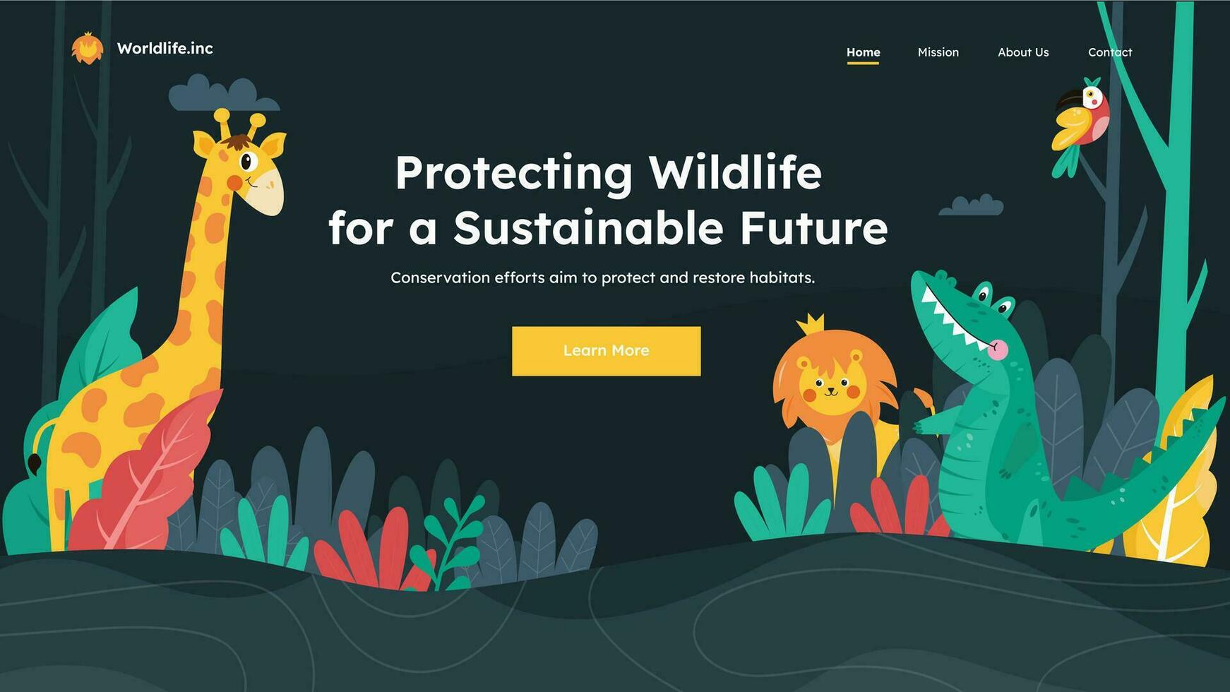 Wildlife Landing Page vector