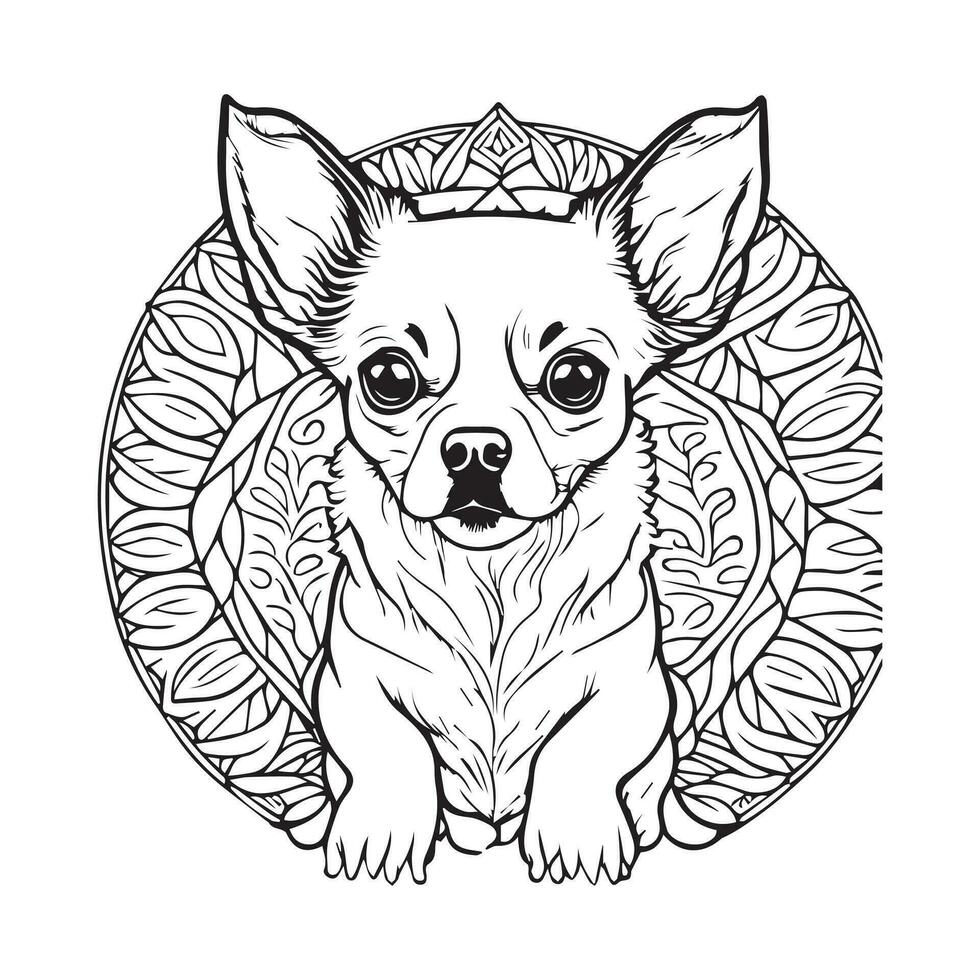 Cute Baby Dog Line Art Design vector