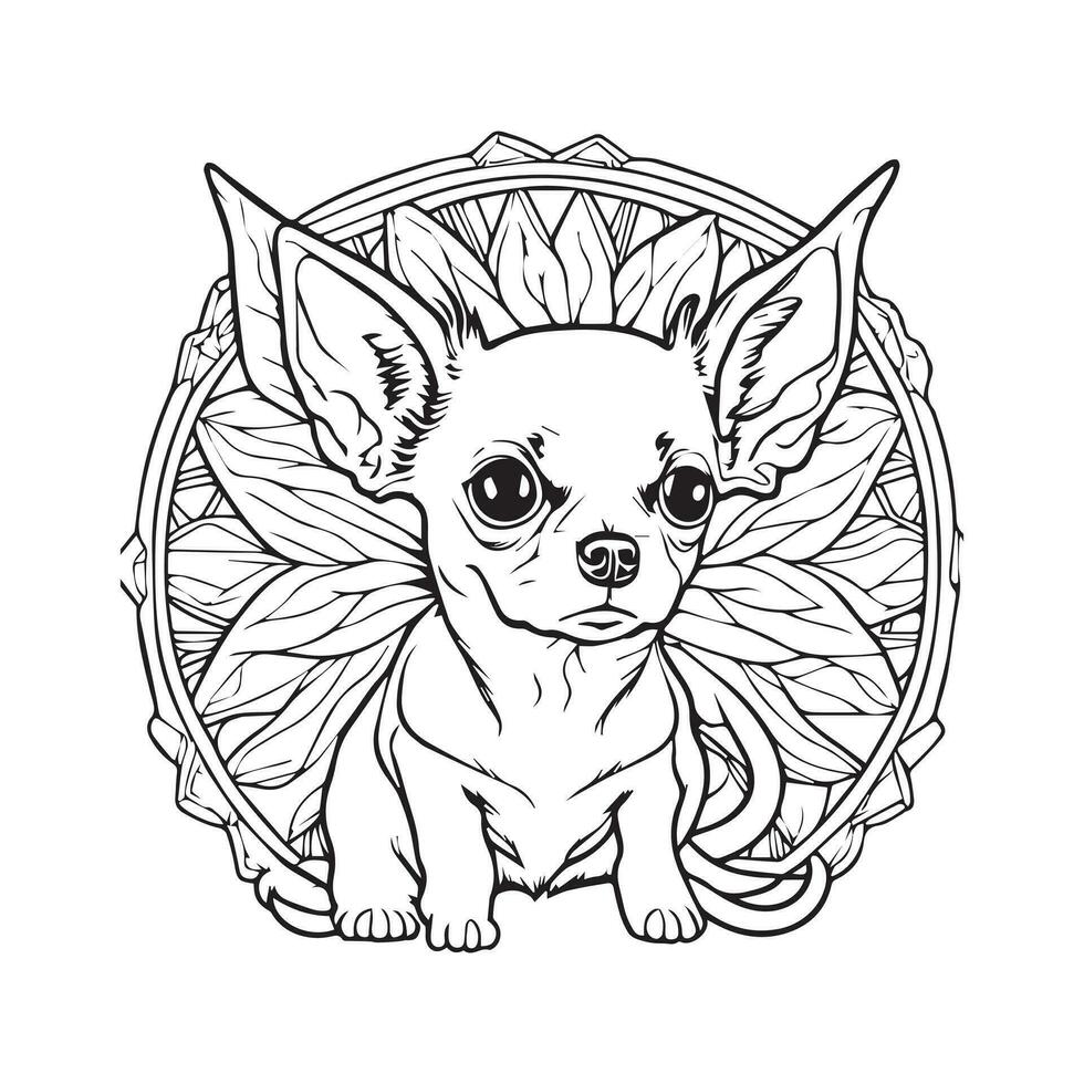 Cute Baby Dog Line Art Design vector