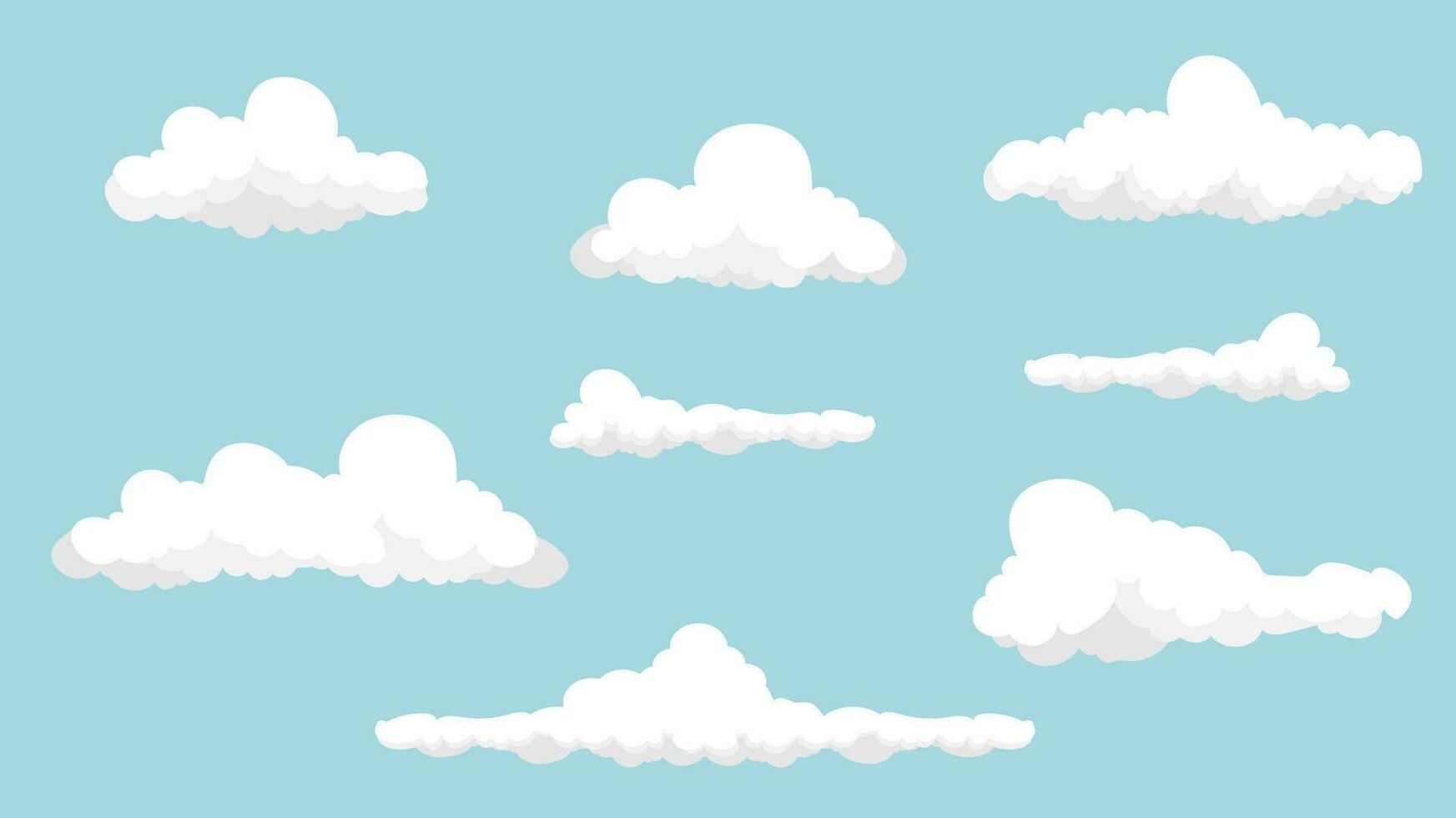 Cloud set, set of white cartoon clouds, white clouds collection flat style easy to edit, vector illustration.