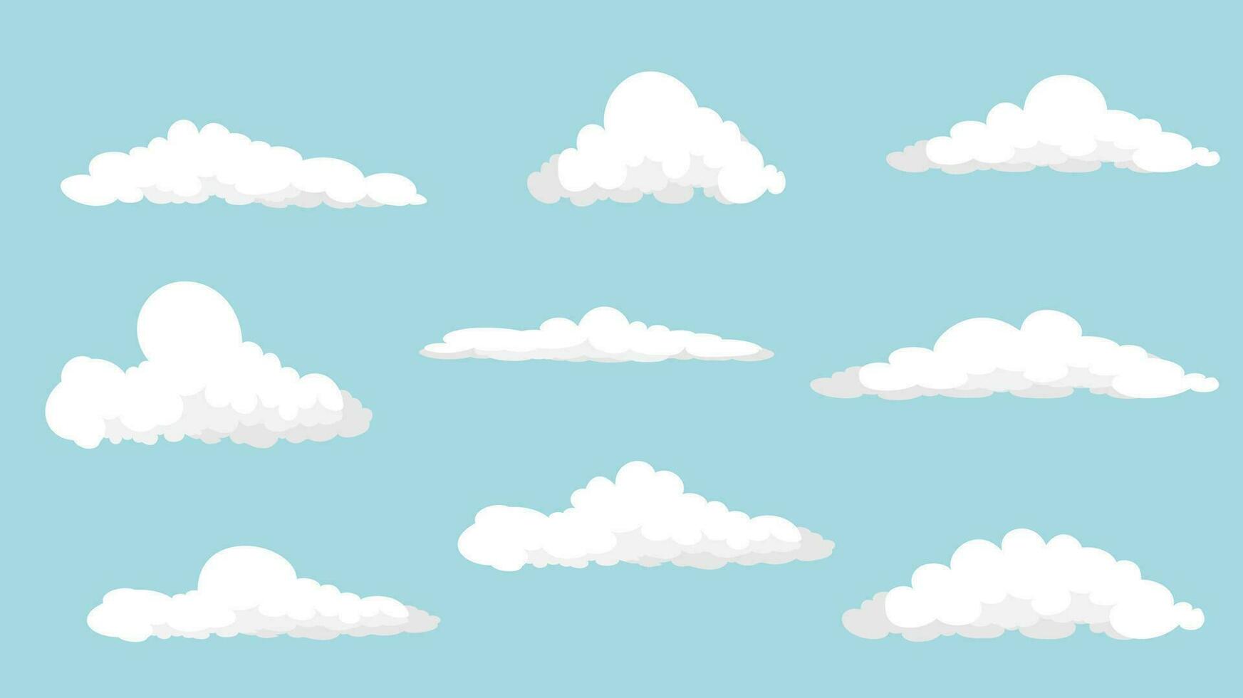 Cloud set, set of white cartoon clouds, white clouds collection flat style easy to edit, vector illustration.