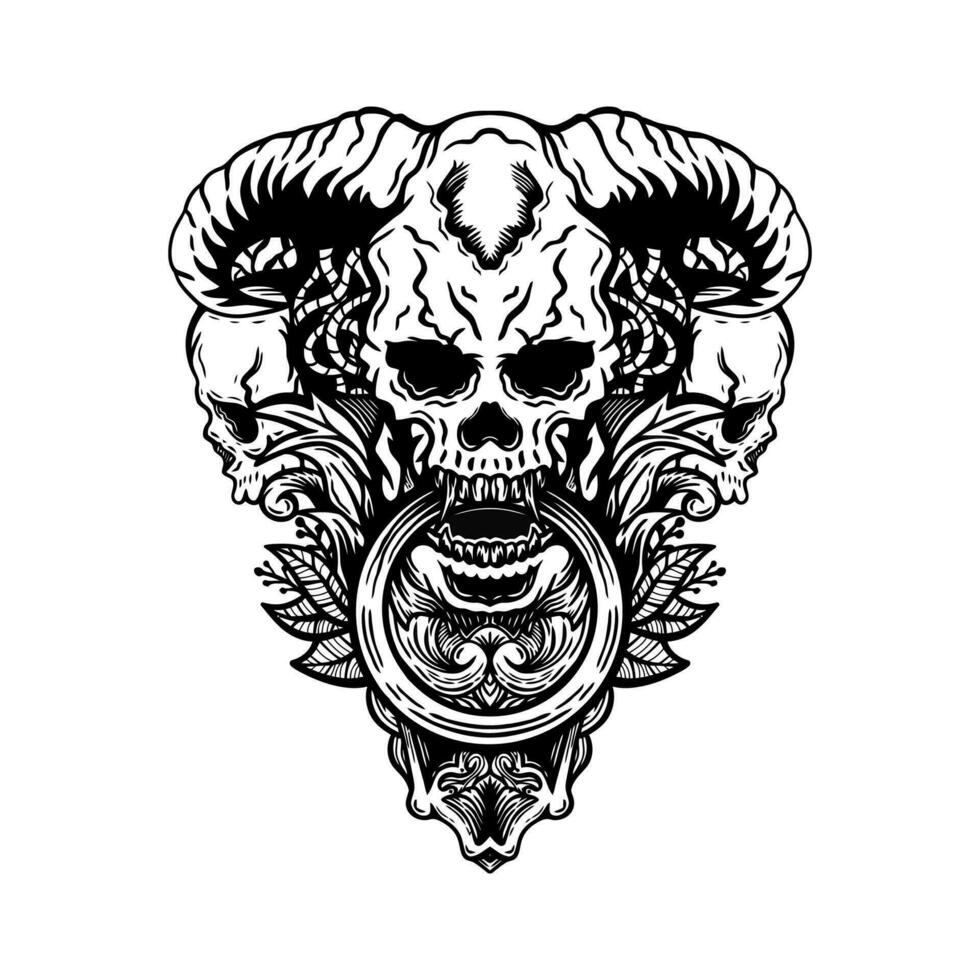 skull tattoo isolated white background suitable for the logo vector