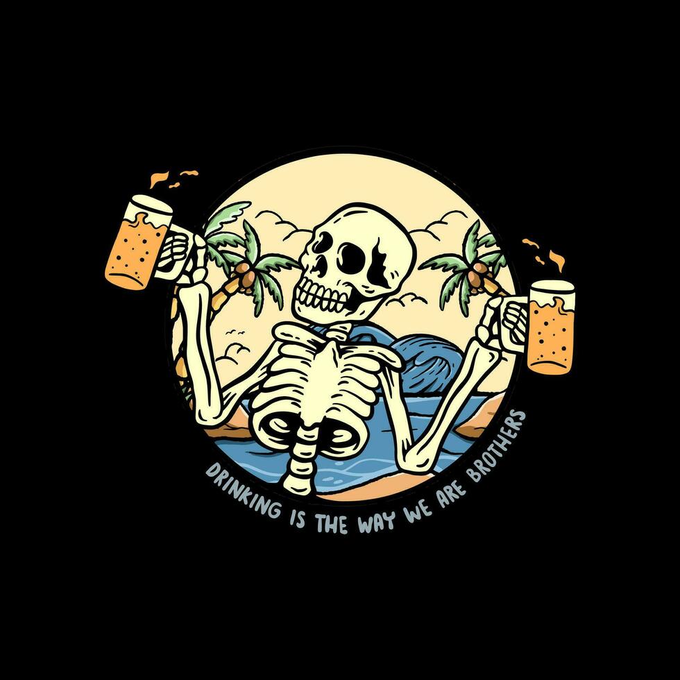 skull bones vibes isolated black background suitable for the logo vector