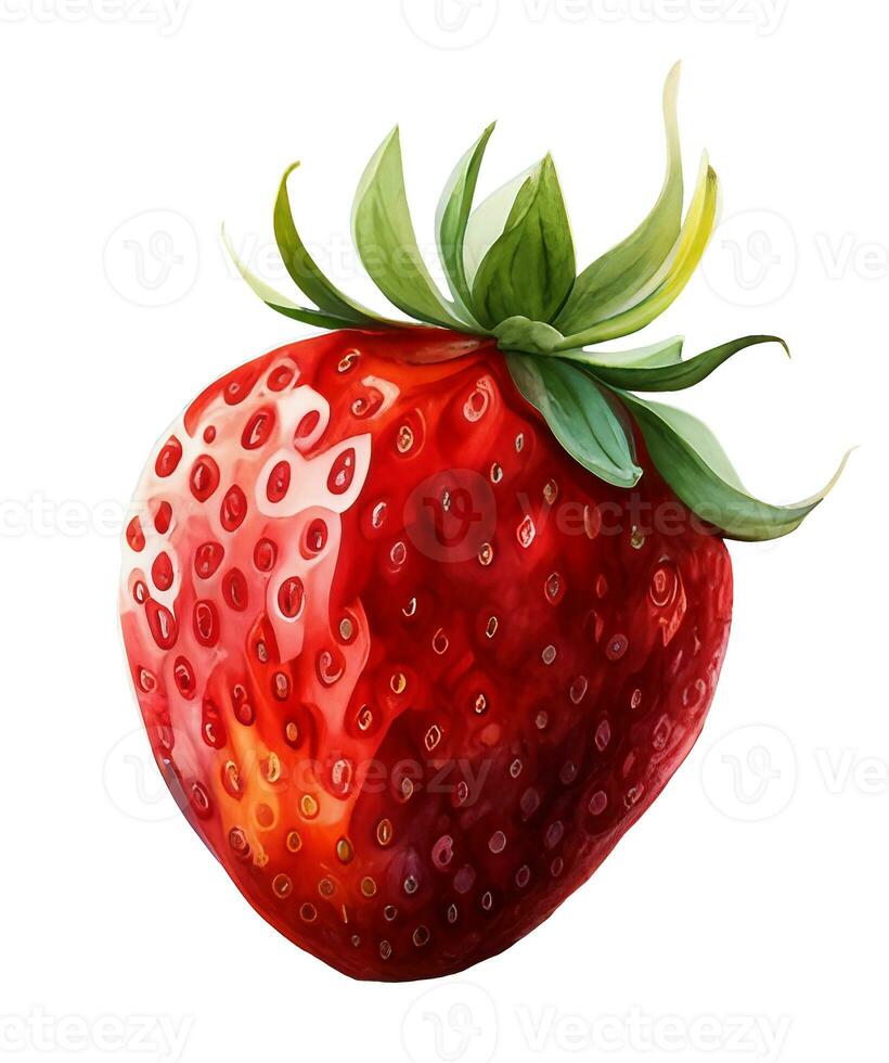 Watercolor illustration fruit strawberry, created with generative AI photo