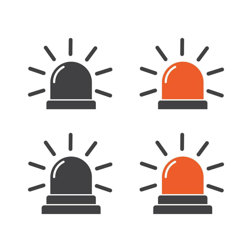 Siren icon emergency warning light element flat design vector illustration.