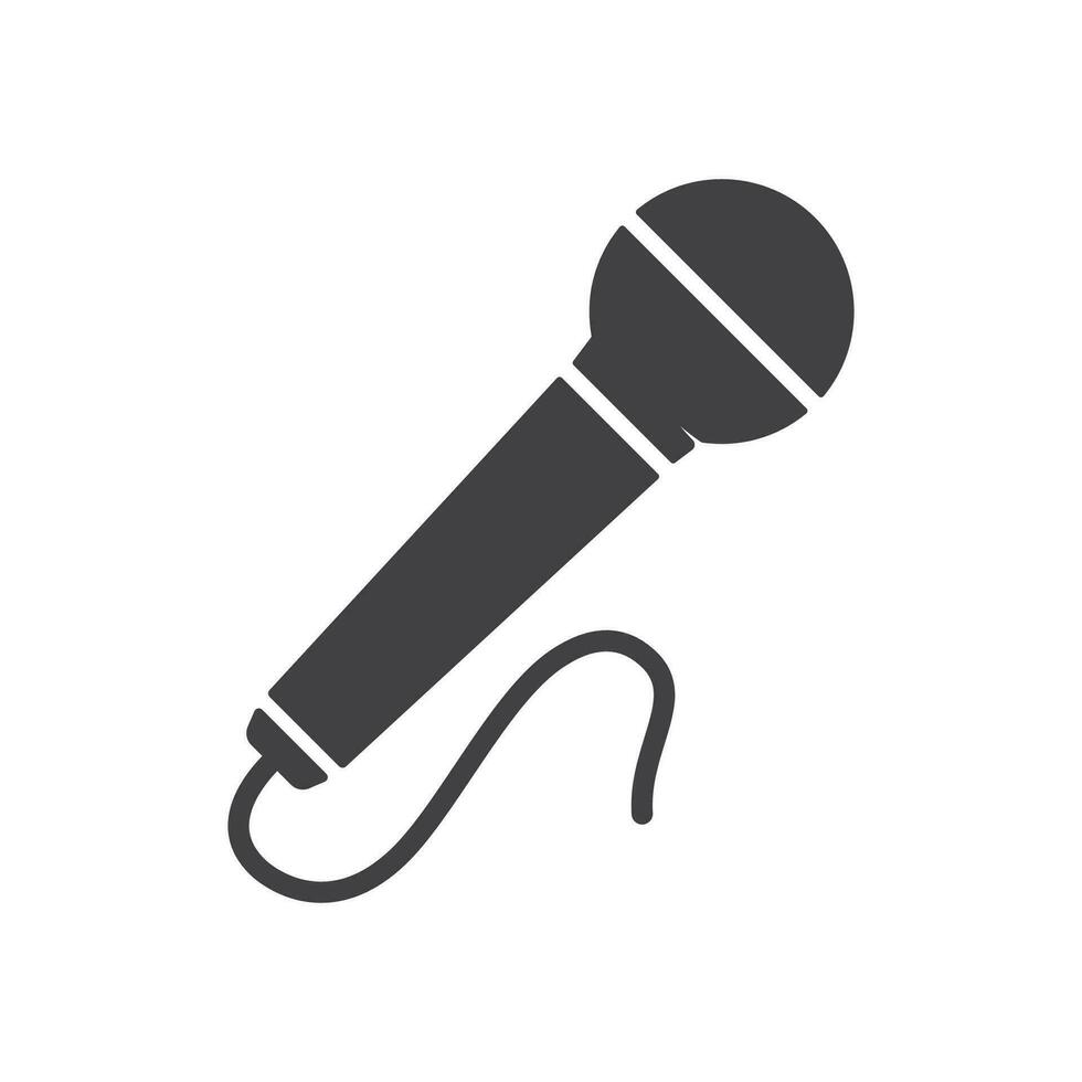 Microphone icon isolated flat design vector illustration.
