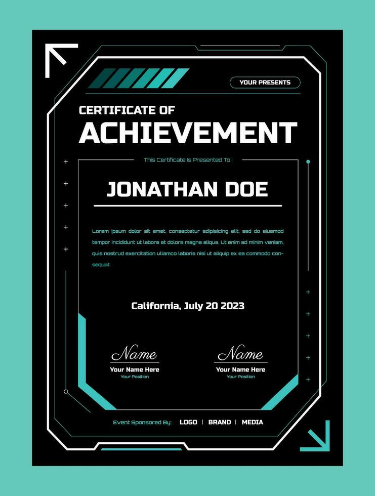 Modern sports certificate template vector