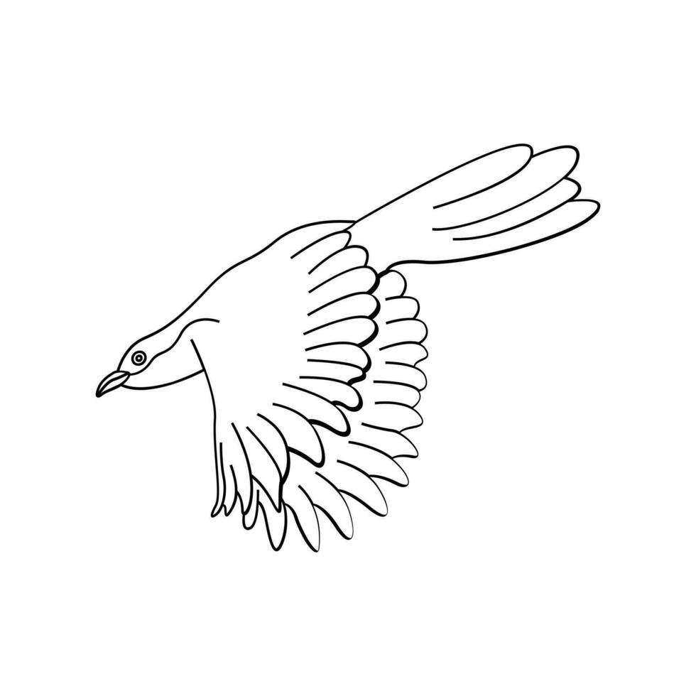 Bird outline vector for coloring book and tattoo design. Bird line art. Bird vector illustration. Bird outline. Bird line art. Hand drawn bird.