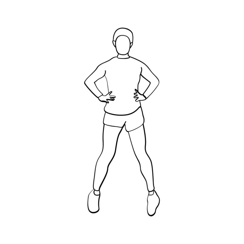 Woman sport activities yoga line art style vector
