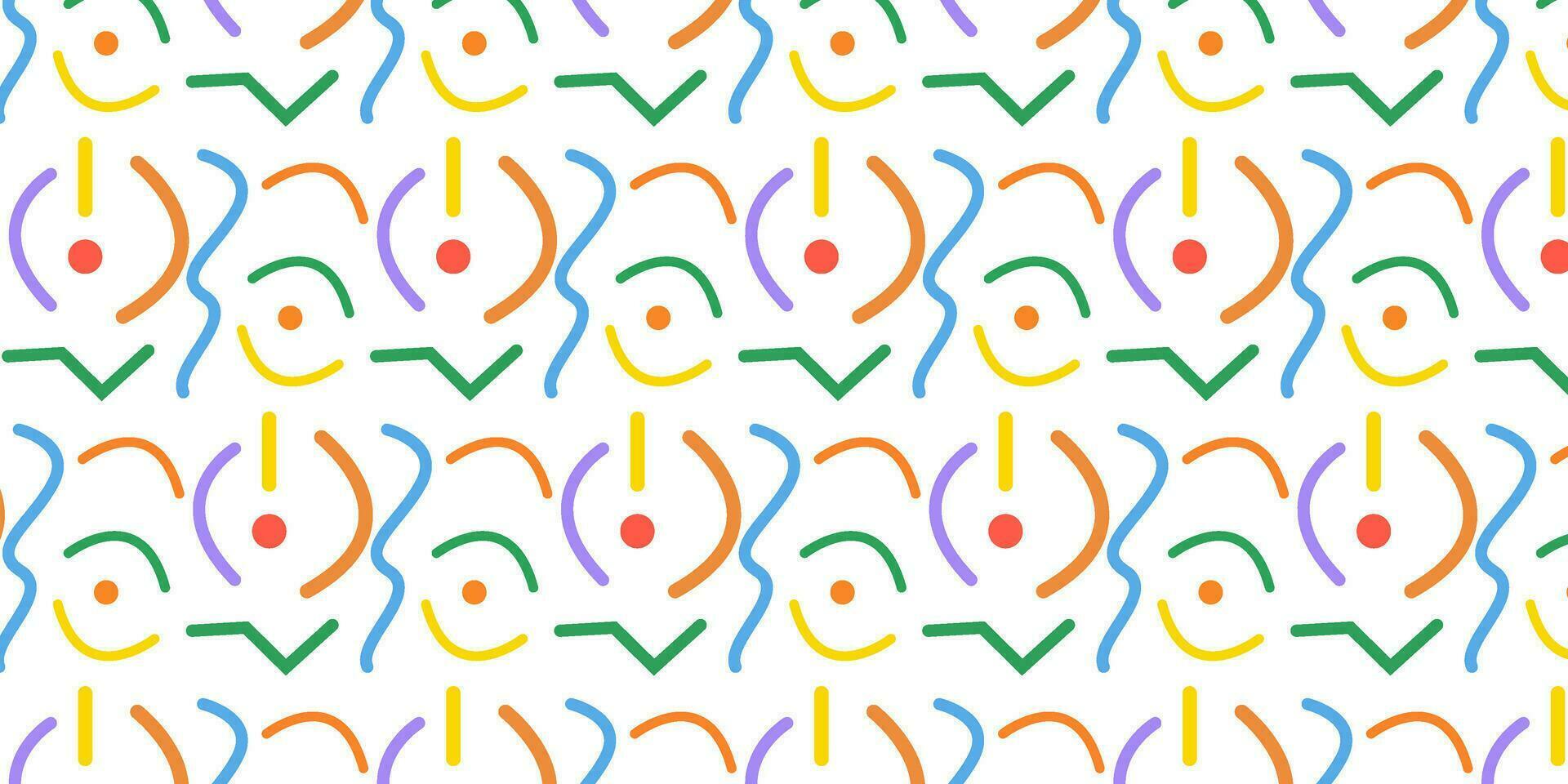 Colorful line doodle seamless pattern. Creative minimalist style art background, trendy design with basic shapes. Modern abstract color backdrop vector